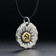 Hammer Sickle Silver Communist Party Emblem Stylized Pendant Jewelry
