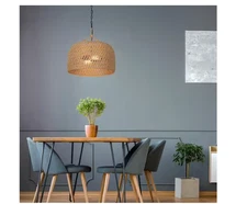 Hampton Bay Summerpoint 120-Watt 2-Light Black Pendant Natural Woven Shade