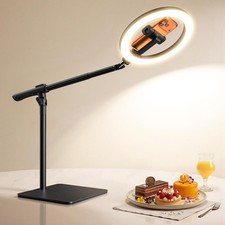 Ring Light with Stand for Desk,Adjustable Overhead Phone Mount with 10" Selfi...