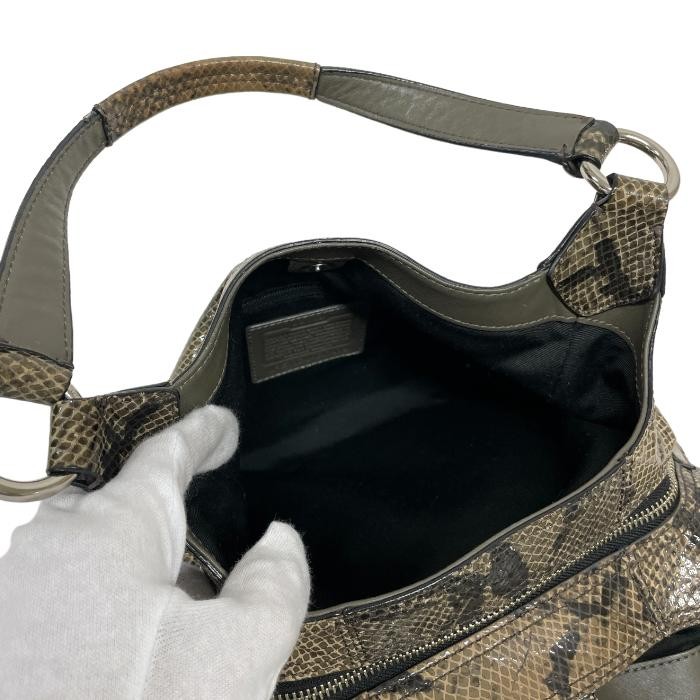 COACH handbag leather python embossed print tote … - image 5