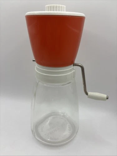 Federal Housewares Glass Nut Grinder Vintage Orange White Top #16