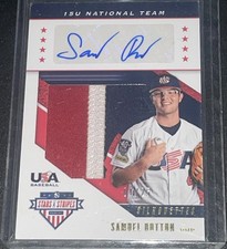 2019 Stars Stripes Panini 15U Team Silhouettes Samuel Dutton Auto Patch /25