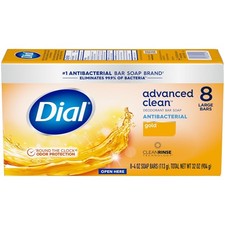 Dial Antibacterial Deodorant Bar Soap, Advanced Clean Gold, 4 Oz, 32 Bars, Round