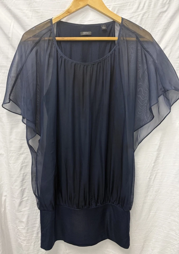 Blusa de gasa azul marino Espirit talla 6 Foto 3 de 4