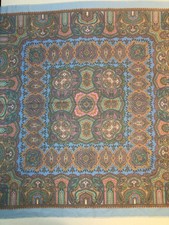Vintage Gina Renoir Silk Square Scarf Women's Multi Paisley Medallion Print Boho