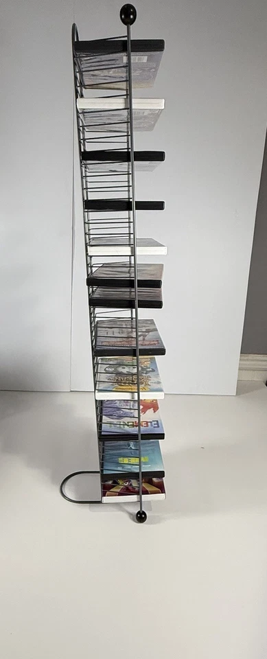 38 Inch Metal DVD / Game Storage Rack Tower Holds 45 Discs Wire Stand Vintage - Image 3 of 4