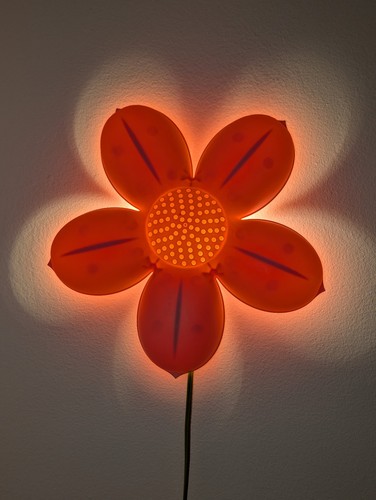 Vintage IKEA SMILA BLOMMA Pink Flower Wall Lamp 14" Green Cord V0310 Tested