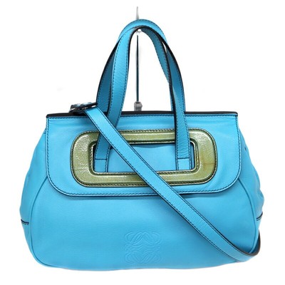 Loewe Anagram 2Way Bag Leather Blue Used