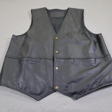 Concealed Carry Leather Vest 2XL Black Motorcycle Firearm Snap Button Classic