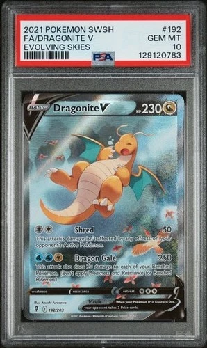 POKEMON DRAGONITE V 2021 SWORD & SHIELD EVOLVING SKIES #192 FA PSA 10