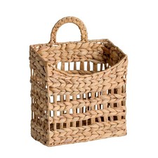 Square Water Hyacinth Hanging Basket with Handle Woven Natural Fiber