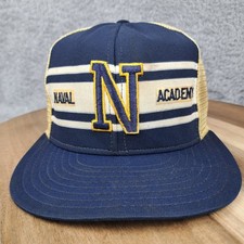 Vintage Navy Midshipmen Hat Cap Snap Back NCAA Football Trucker Mesh 80s
