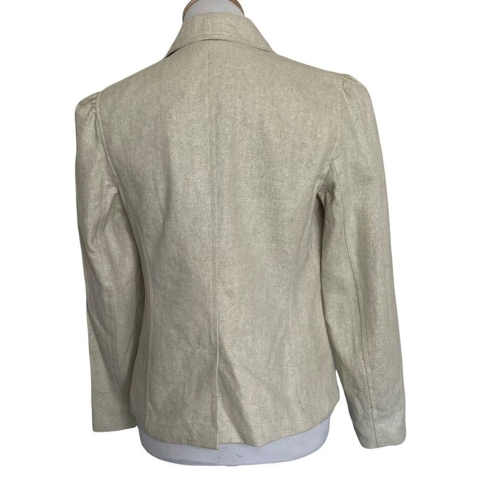 Chaqueta Isaac Mizrahi Brillo Brillante Talla 6 Mezcla de Lino Carrera Informal Abotonada Foto 2 de 4