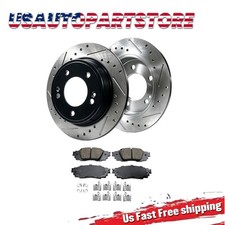 12.17 Rear Drilled Rotors Ceramic Brake Pads For 2008 - 2013 Toyota Highlander