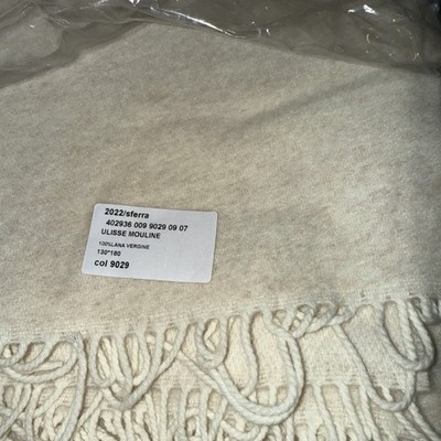 SFERRA  SAMPLE   THROW Ulisse Mouline 100 Lana Vergine Ivory  Col 9029