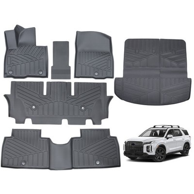Floor Mats+Back Bed Liner For 2026 Hyundai Palisade 3 Row TPE Rubber