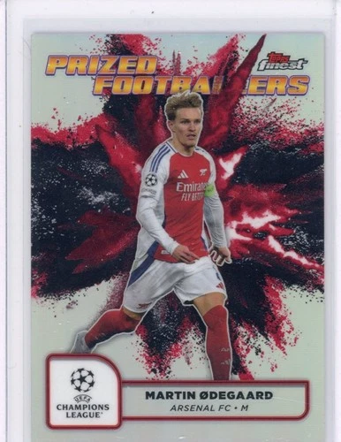 Martin Odegaard 2024-25 Topps Finest UEFA Prized Footballers Fusion Red Black SP