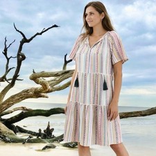 Style & Co. Multicolor Mountain Striped Tiered Dress