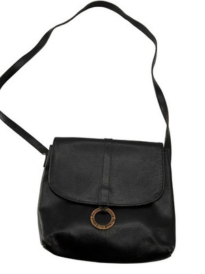 Vintage Louis Feraud Paris Black Leather Flap Crossbody Bag Luxury Designer Bag