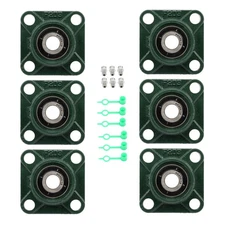 6PCS UCF202-10 Pillow Block Bearing 4-Bolt 5/8" Bore Self-Aligning Solid Base