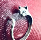 VINTAGE 925 STERLING SILVER KITTY CAT ADJUSTABLE RING