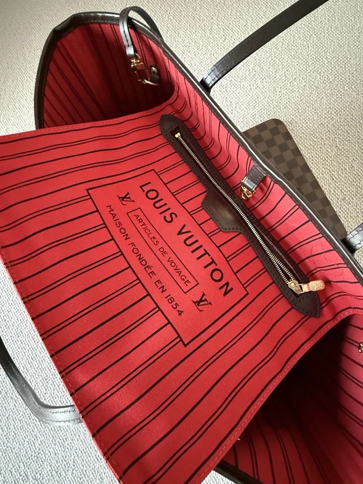 Louis Vuitton Neverfull MM Damier Ebene Canvas Cherry Tote Bag RRP £1,430 - Image 3 of 4