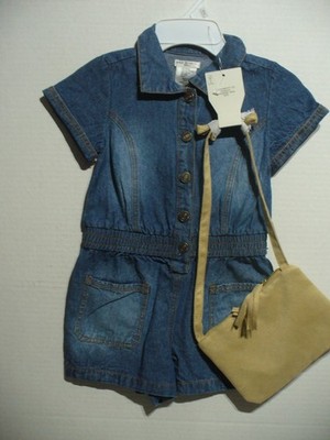 Max Studio Girls  Denim Romper with Purse Size XS(4) NWT