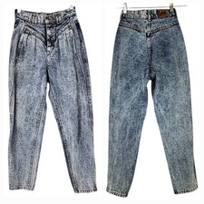 Vtg 80s Lee Acid Wash High Waist Jeans 6Pet Women 24x28 Rise 12" Barrel Mom USA