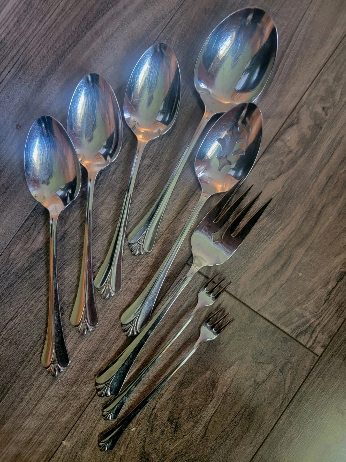 8 Pc Oneida Community Stainless ROYAL FLUTE Hostess Casserole Serving Spoons...