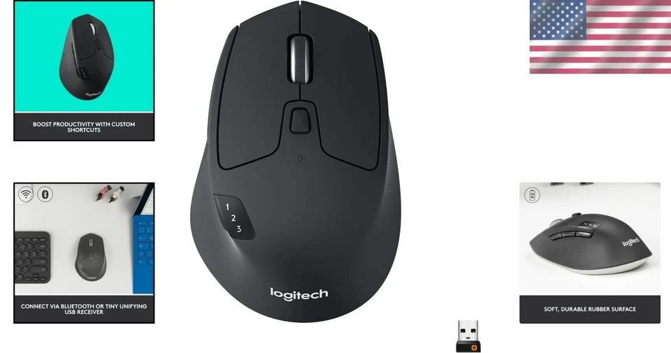 Logitech M720 Triathlon - Bluetooth Mouse for Windows, Mac - Image 2 of 4