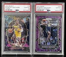 Bennedict Mathurin 2 Card Rookie - Cosmic Prizm - Purple Fast Break /75 - PSA 10