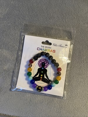The Seven Chakras Beaded Stretch Bracelet Multicolored Rainbow   NEW & SEALED