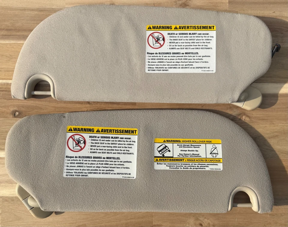 03-05 Lincoln Aviator Ford Explorer Beige/Tan Driver & Passenger Sun Visors OEM - Image 3 of 3