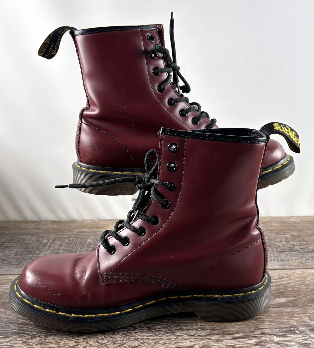 Dr. Martens Red Leather Combat Boots M 5 W 6.5 Dr Martens Unisex Zavala Red Cherry Leather Lace-up Flat  main image 4