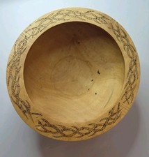 MAPLE 9.5" Bowl Handmade Artisan Celtic Pattern Signed Free shp