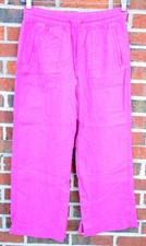 Athleta Women's Small Retreat Linen High Rise Wide Leg Pant Fuschia
