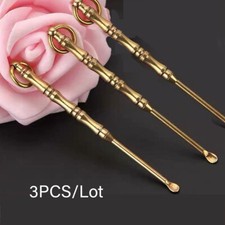F# Brass Vintage Bamboo Ear Pick Spoon Shovel Medicine Earpick Tool Key Chain US