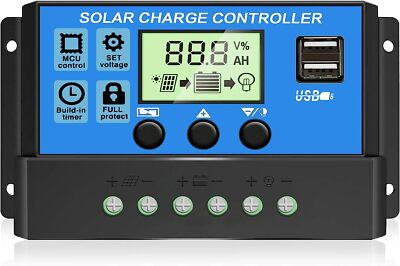 #ad #ad 30A Solar Panel Battery Charge Controller 12V 24V LCD Regulator Auto Dual USB US $4.67