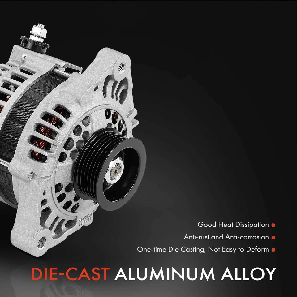 Alternator for Nissan Altima 1995 1996 1997 L4 2.4L 80A 12V Clockwise 6-Groove - Image 4 of 4