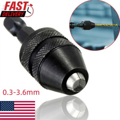 1/4'' Hex Shank Keyless Drill Bit Chuck Adapter Converter Quick Change Tool Set