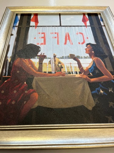 Jack Vettriano - Cafe Days Framed Canvas Effect Painting Print 51cm x 43cm - Picture 2 of 4