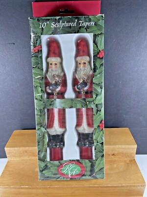 VTG NOS Robert Alan 10'' Santa Claus Father Christmas Sculptured Tapers Candles