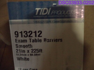 Qty = 1 Box of 12: Tidi Exam Table Barriers Smooth 21'' x 225' P/N 913212