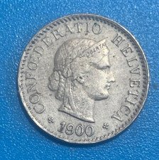 1900 Switzerland 5 Rappen Coin