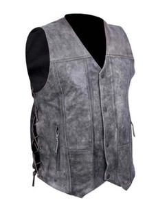 distressed leather vest