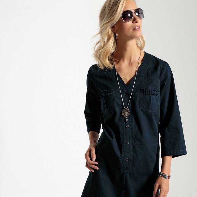 ANNE WEYBURN LADIES STRAIGHT V NECK DRESS NAVY SIZE 14 NEW (ref 397) eBay