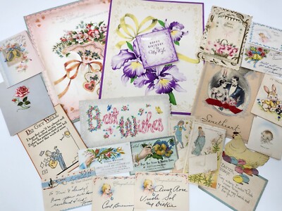Mixed Lot of Vintage Greeting Card Ephemera Foil Glitter Die Cut ...