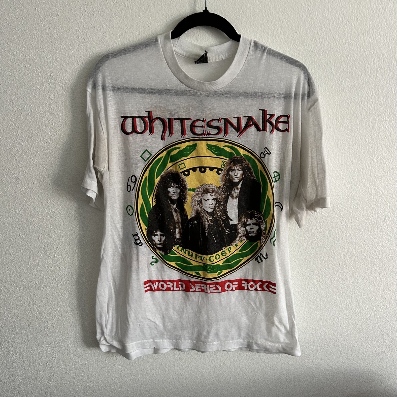 FILA Camicia Vintage 1990 Poison Dio Row Vixen Whitesnake Tour Taglia Medium Rock Metal