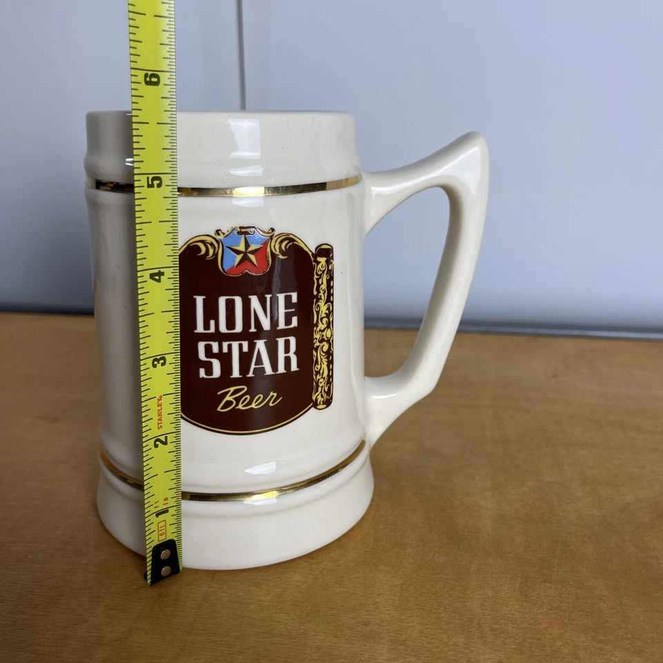 Taza de cerveza de cerámica de Texas 1942 Lone Star Beer Stein Lone logotipo publicitario Foto 2 de 4