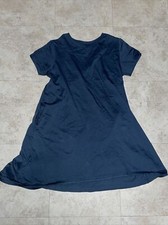 UNIQLO Navy Blue Dress With Pocket A-LINE 100% Cotton Stretch Women SZ S